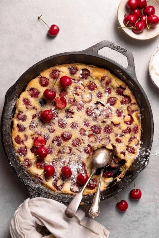 Cherry Clafoutis with Powdered Sugar
