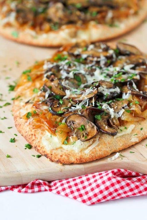 Chicken Marsala Flatbread with Caramelized Onions