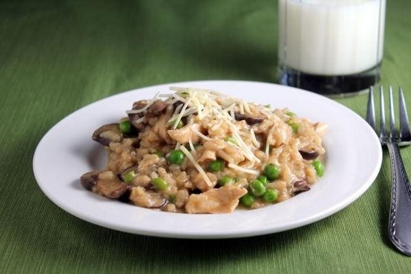 Chicken Marsala Risotto with Peas