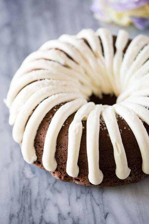 Chocolate Chip Bundt Cake with Cream Cheese Frosting