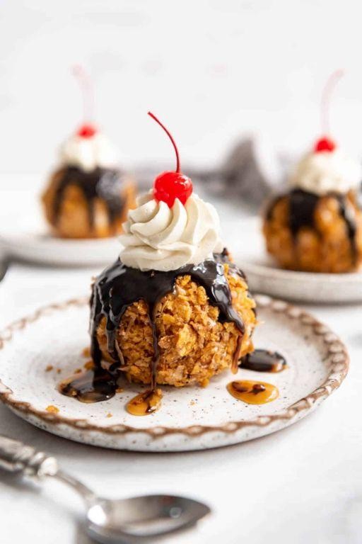 Chocolate Dipped Fried Ice Cream Balls