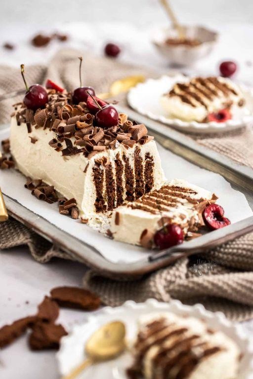 Chocolate Ripple Cake with Cream Layers