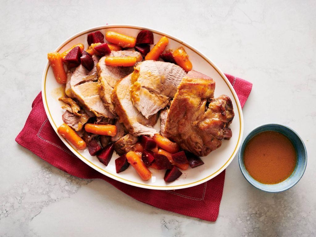 Cider-Braised Picnic Shoulder with Root Vegetables