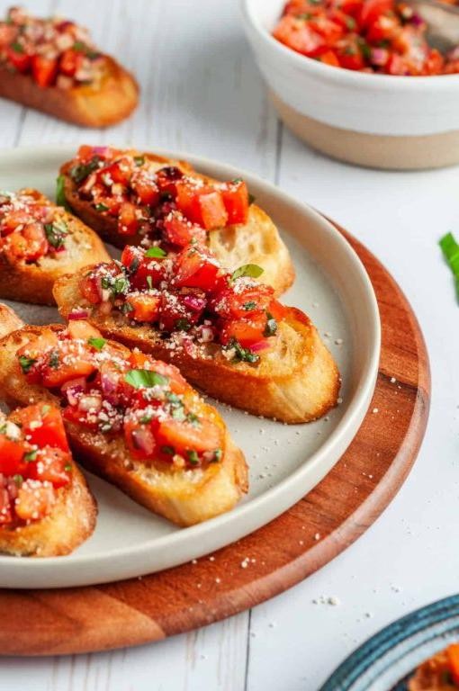 Classic Bruschetta with Roma Tomatoes and Basil