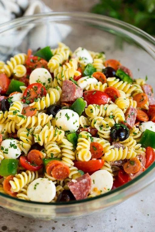 Classic Italian Pasta Salad with Salami and Mozzarella