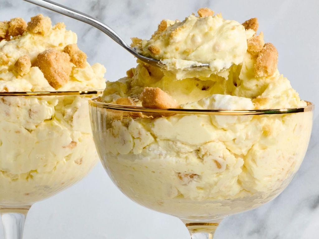 Classic Lemon Pudding with Whipped Cream