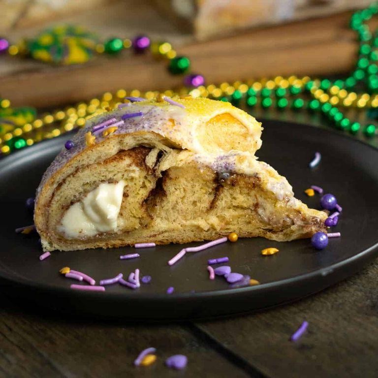 Classic New Orleans King Cake with Cream Cheese Filling