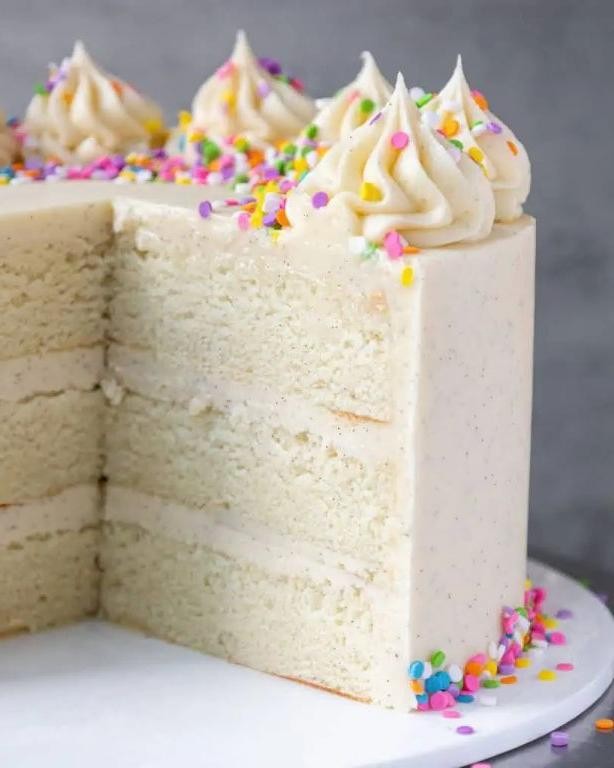 Classic Vanilla Bean Layer Cake with Buttercream Frosting
