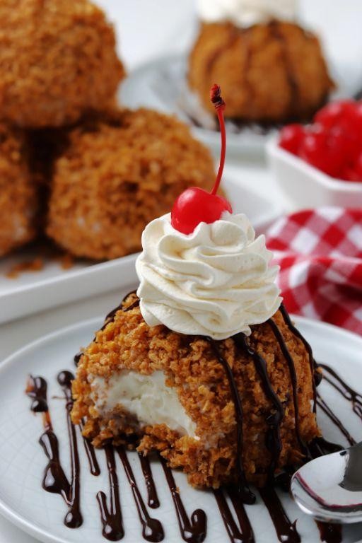 Classic Vanilla Fried Ice Cream with Cinnamon Sugar