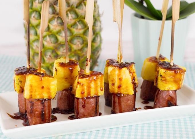Cocktail Sausage and Pineapple Kabobs