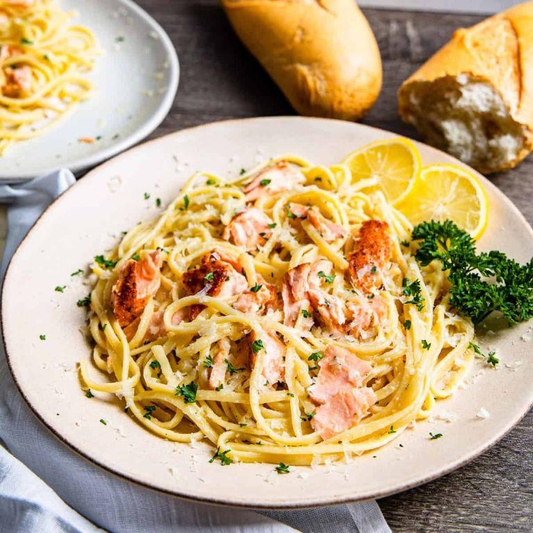 Coho Salmon Pasta with Creamy Lemon Sauce