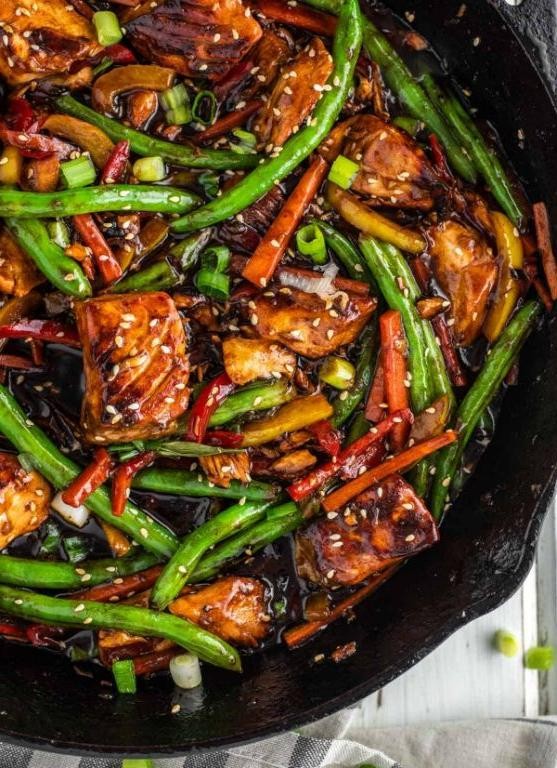 Coho Salmon Stir-Fry with Ginger and Scallions