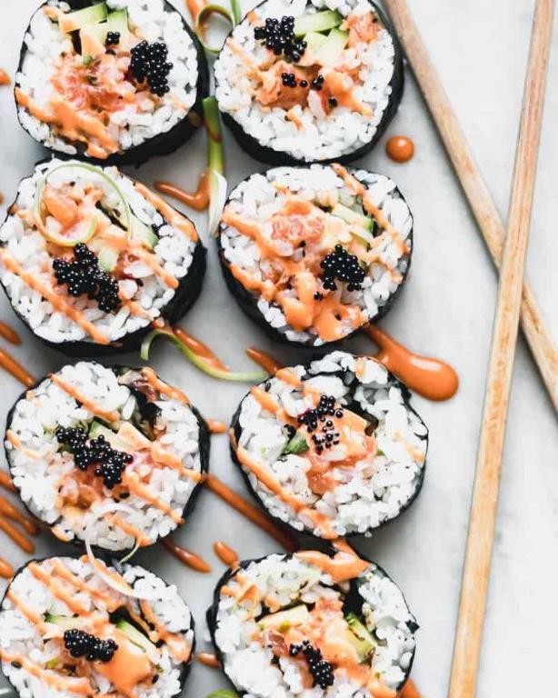 Coho Salmon Sushi Rolls with Spicy Mayo