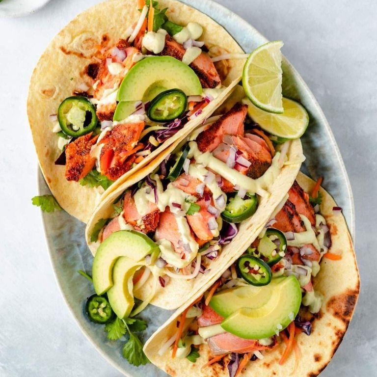 Coho Salmon Tacos with Avocado Lime Crema