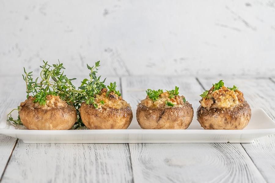 Cottage Cheese and Chive Stuffed Mushrooms