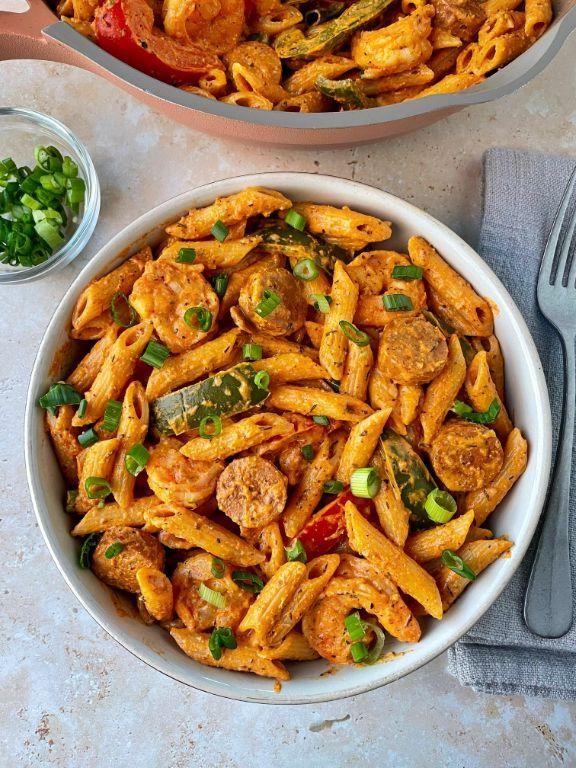 Creamy Cajun shrimp and sausage penne