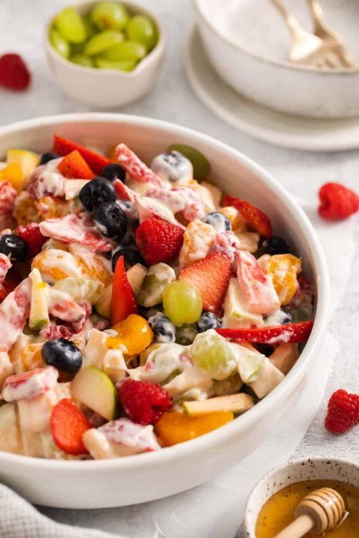 Creamy Easter Fruit Salad with Yogurt and Honey Drizzle