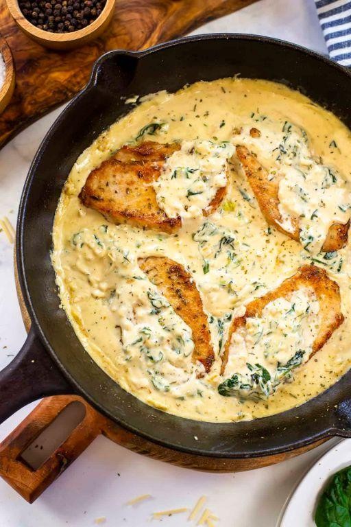 Creamy Garlic Parmesan Crock Pot Pork Chops
