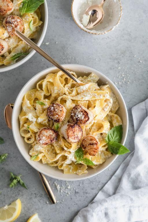 Creamy Lemon Scallop Fettuccine