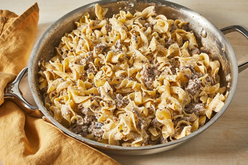 Creamy Moose Stroganoff with Egg Noodles