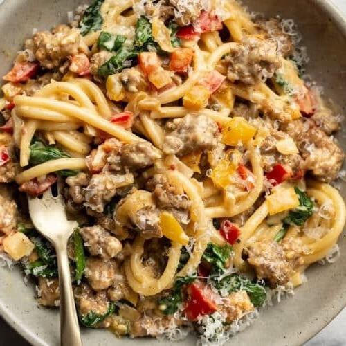 Creamy Sausage and Peppers Alfredo