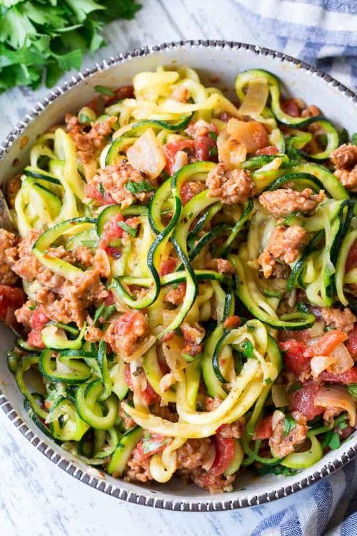 Creamy Smoked Sausage and Zucchini Noodles