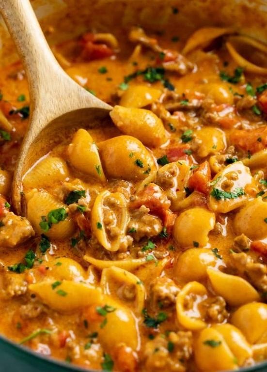 Creamy Taco Meat Pasta Bake