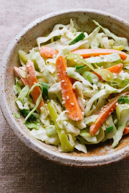 Creamy Vegan Coleslaw with Tahini Dressing