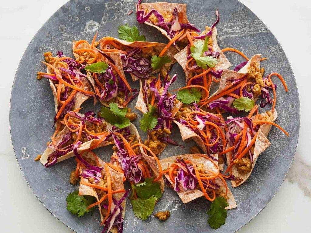 Crispy Veggie Stir-Fry Wonton Tacos