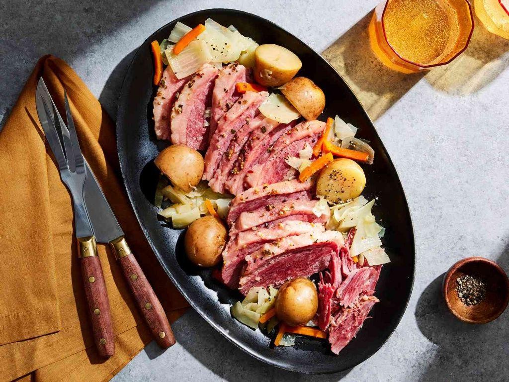 Crock Pot Corned Beef and Cabbage with Garlic Butter
