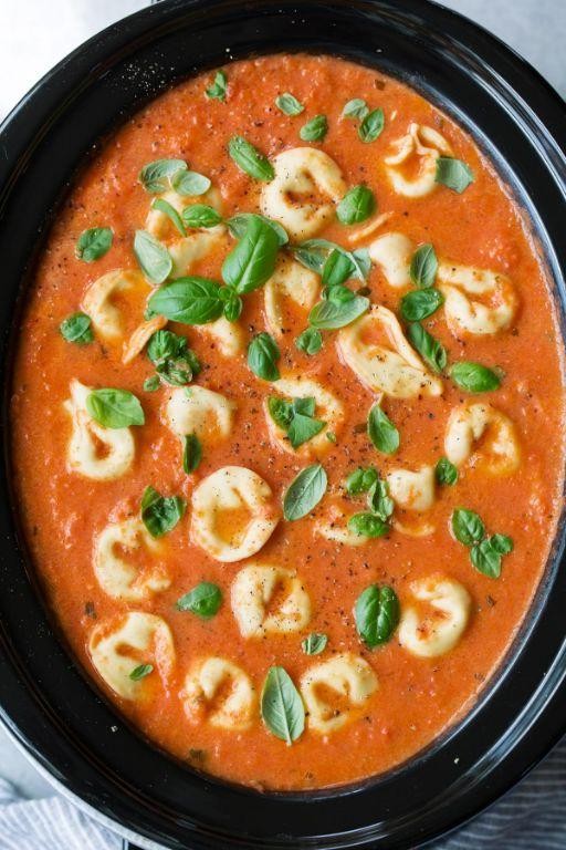 Crockpot Sausage and Tomato Basil Soup