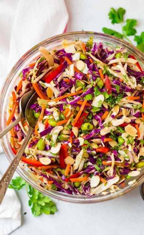 Crunchy Asian Cabbage Salad with Peanut Dressing
