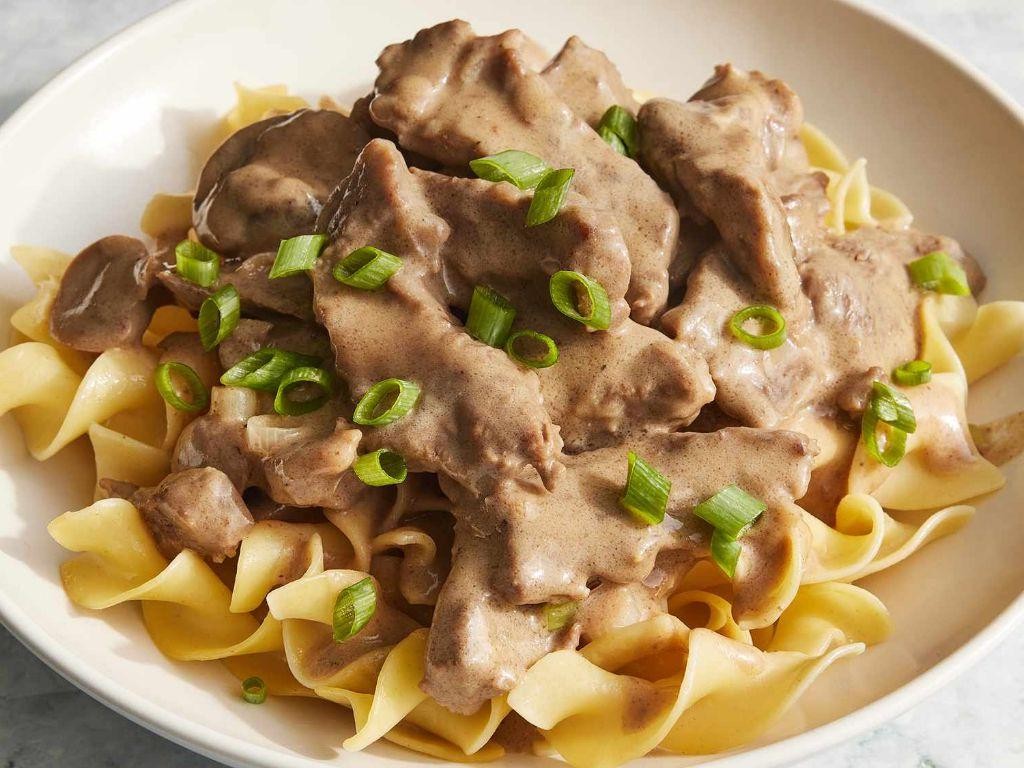 Cubed Beef and Mushroom Stroganoff
