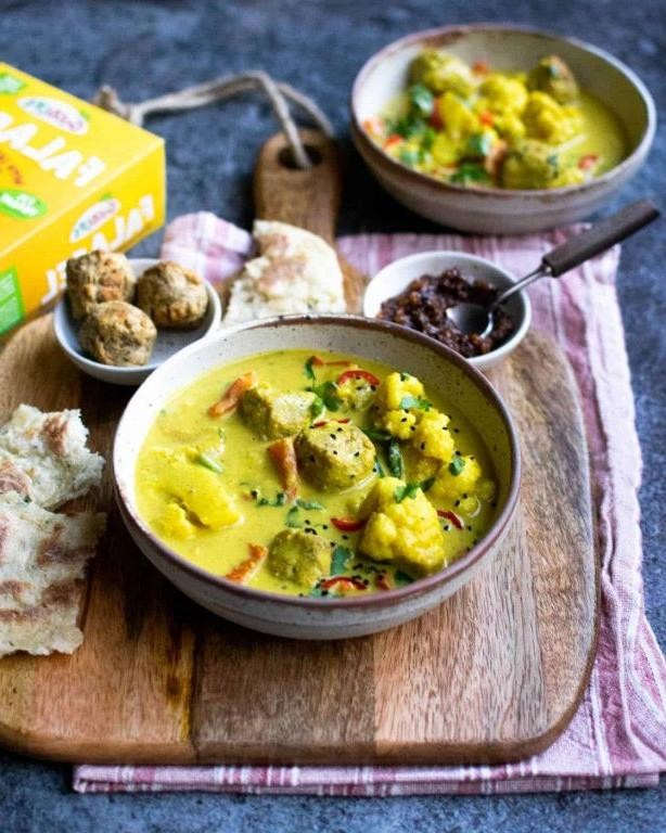 Curry-Spiced Falafel with Mango Chutney