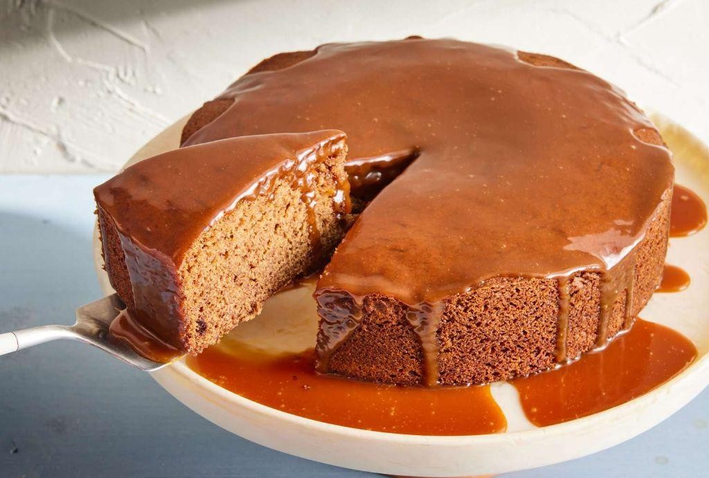 Date and Walnut Spice Cake with Caramel Sauce