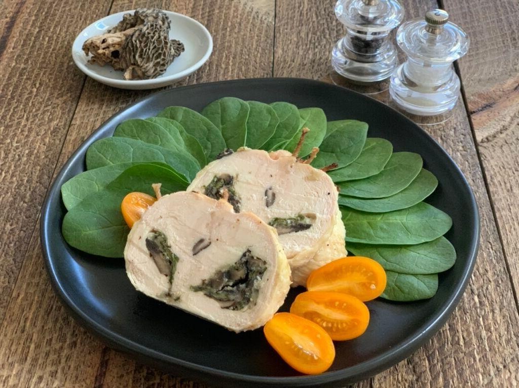 Dried Morel Mushroom and Spinach Stuffed Chicken