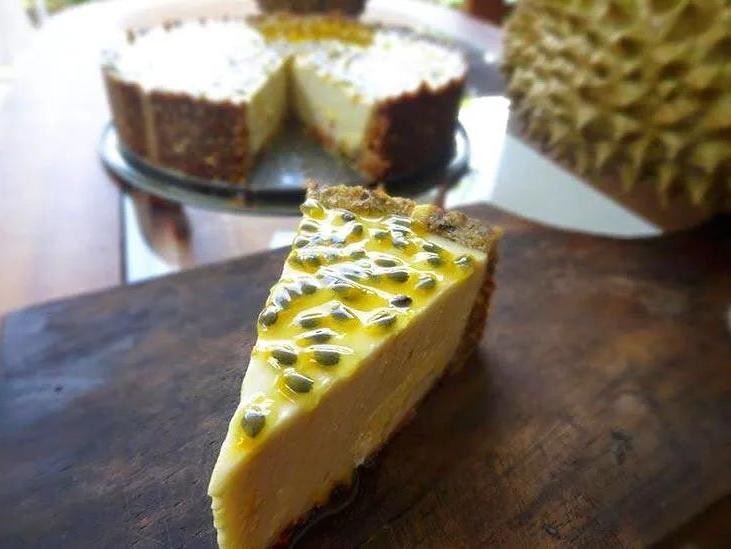 Durian Cheesecake with Coconut Crust