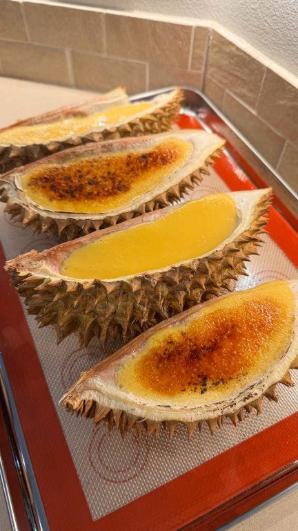 Durian Creme Brulee with Torched Sugar Top
