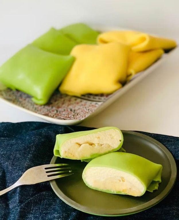 Durian Crepes with Whipped Cream
