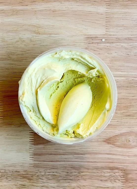 Durian Ice Cream with Pandan Swirl