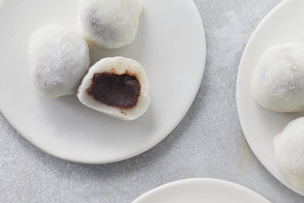 Durian Mochi with Sweet Red Bean Paste
