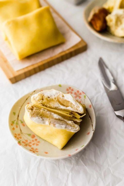 Durian Pancakes with Caramel Drizzle
