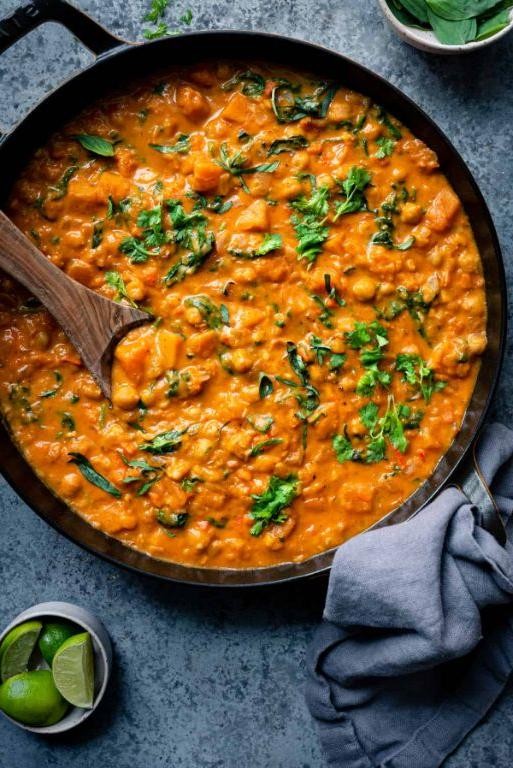 Dutch oven butternut squash and chickpea curry