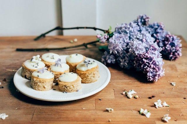 Earl Grey Tea-Infused Petit Fours with Lavender Glaze