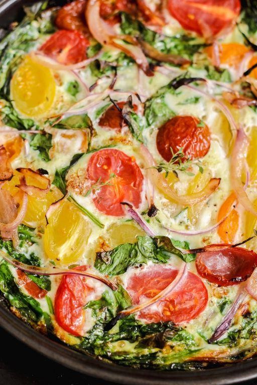 Egg White Frittata with Cherry Tomatoes and Basil