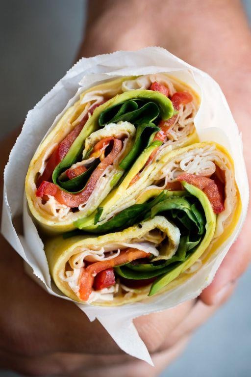 Egg White Wraps with Turkey and Cheese