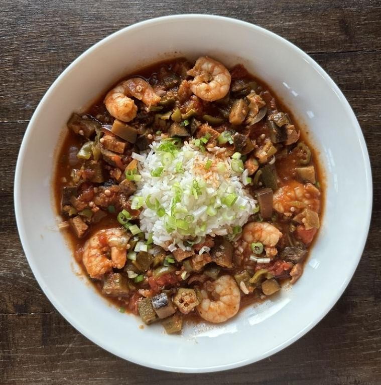 Eggplant and Shrimp Gumbo with Okra