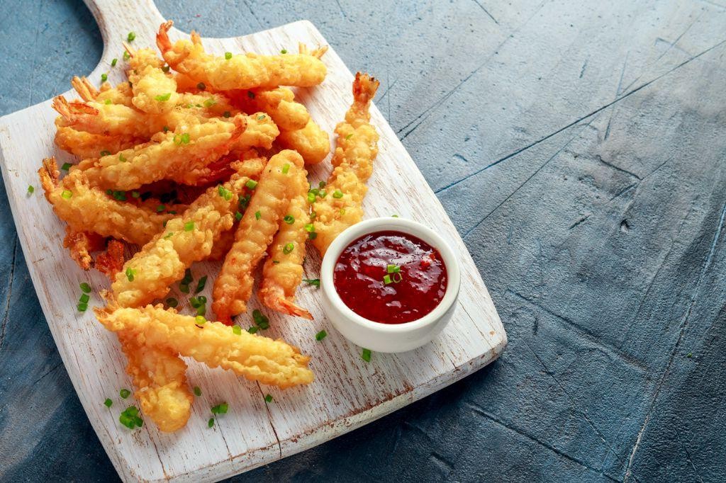 Eggplant and Shrimp Tempura with Sweet Chili Sauce