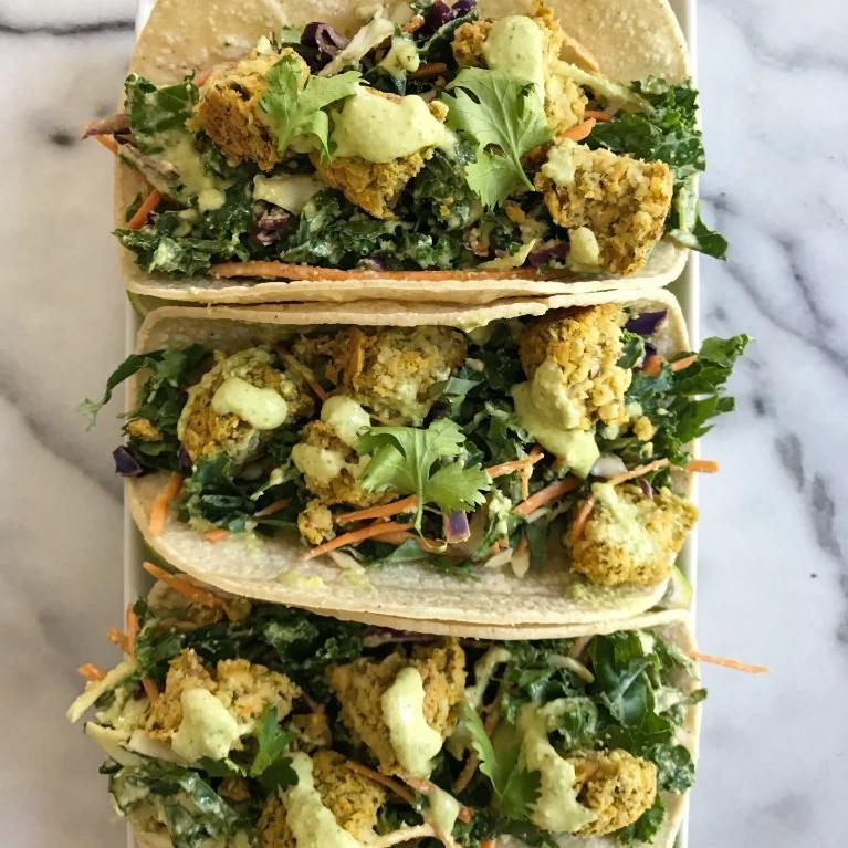 Falafel Tacos with Cilantro Lime Dressing