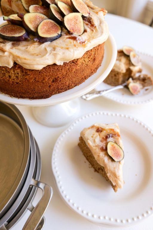 Fig and Walton Cake with Brown Butter Frosting